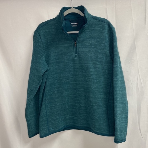 Untuckit Kezoh Quarter Zip Fleece Sweatshirt Green Size Medium - Picture 1 of 5